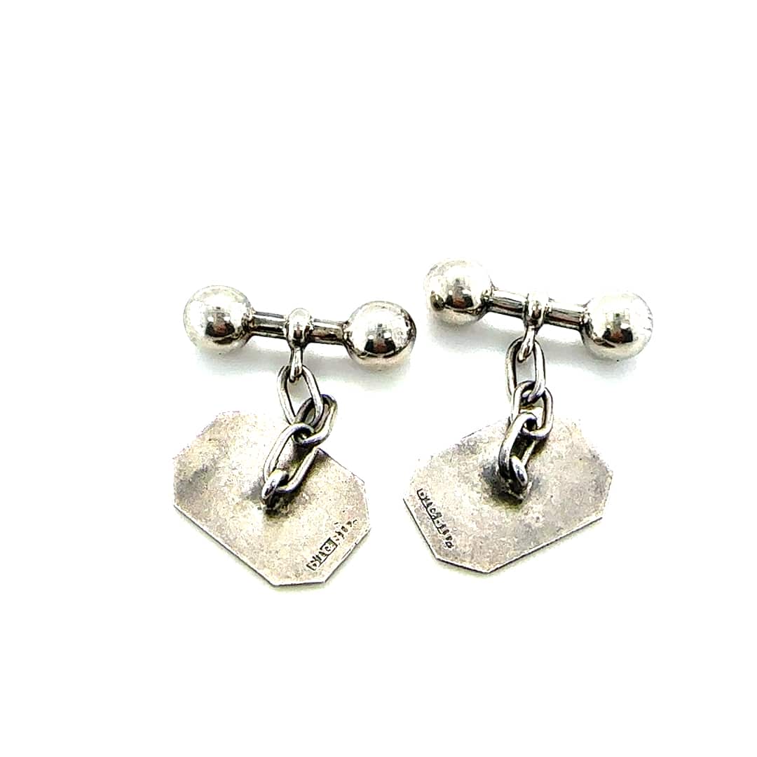 Antique sterling silver engraved cufflinks c.1900