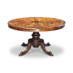English burr walnut crossbanded oval centre table c.1870