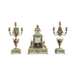 French 19th Century clock garniture on green onyx c.1880