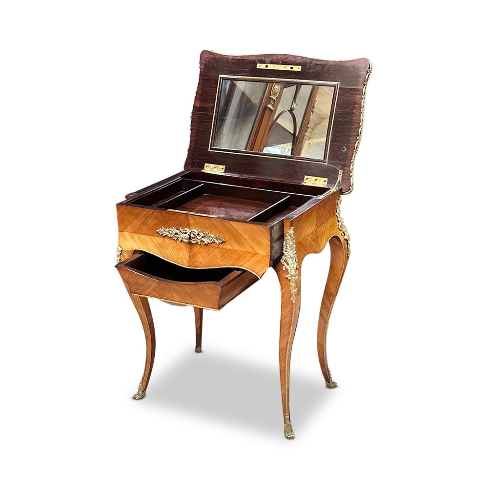 Louis XV style kingwood jewellery table with gilt bronze mounts c.1870 by Tahan Paris