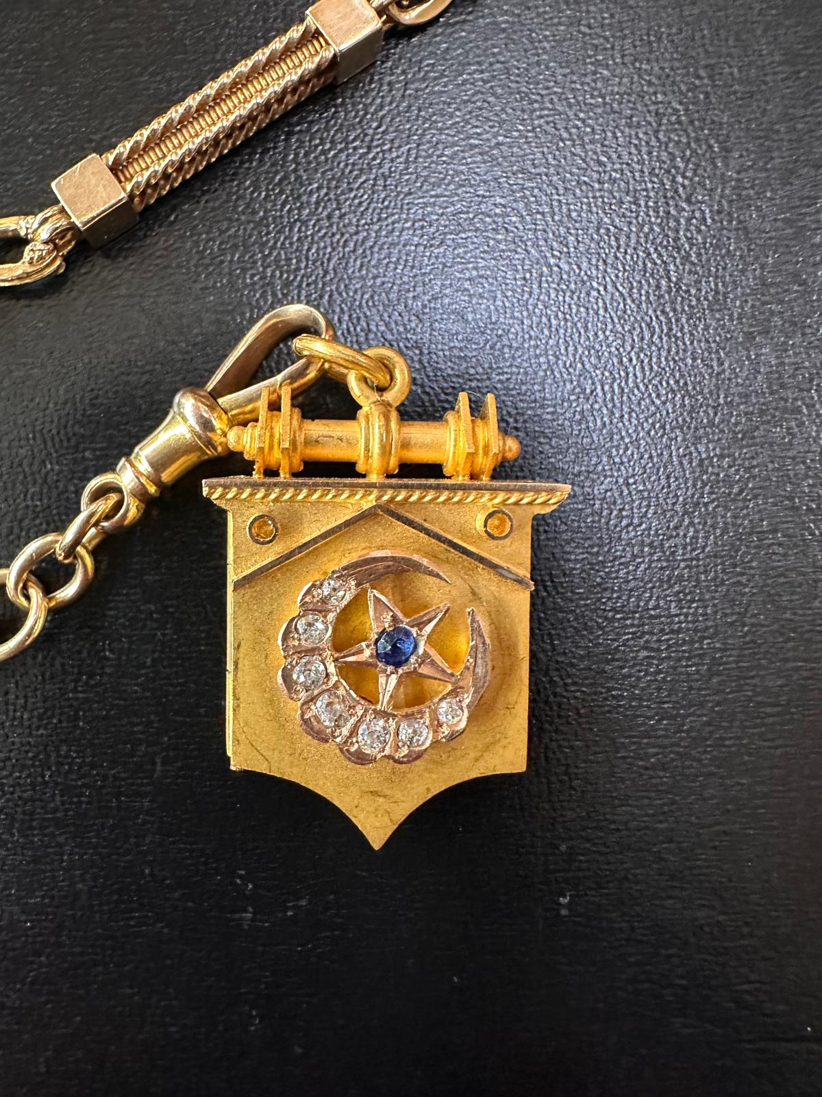 15ct gold fancy link fob chain by Larard Bros. Melbourne c.1890 detail