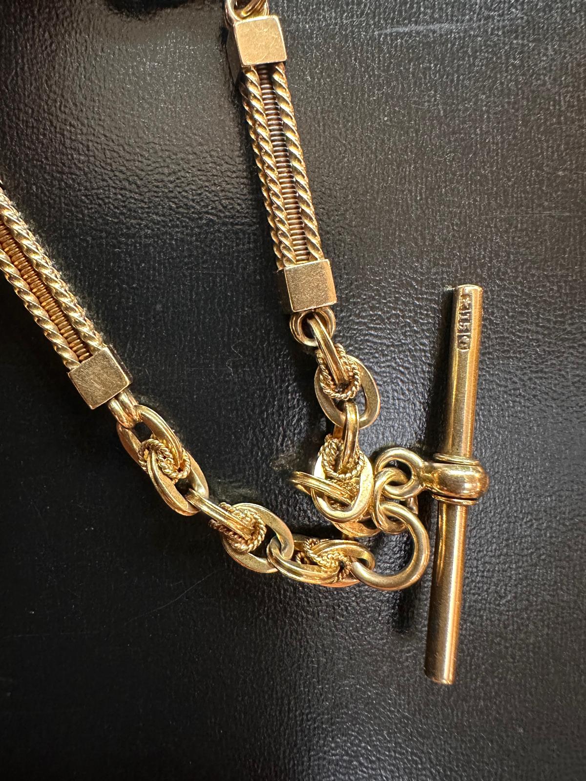 15ct gold fancy link fob chain by Larard Bros. Melbourne c.1890 fob
