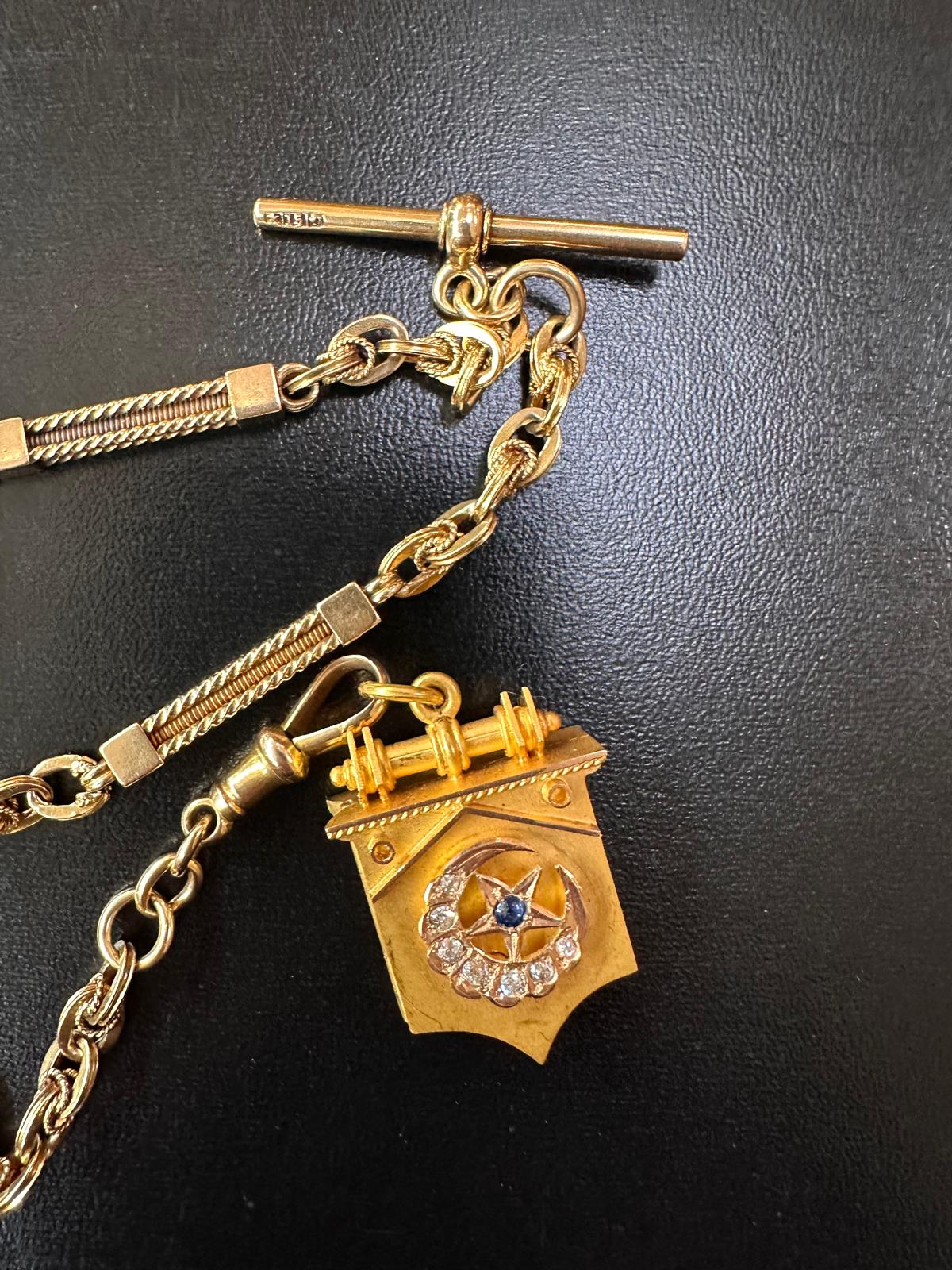 15ct gold fancy link fob chain by Larard Bros. Melbourne c.1890 fob