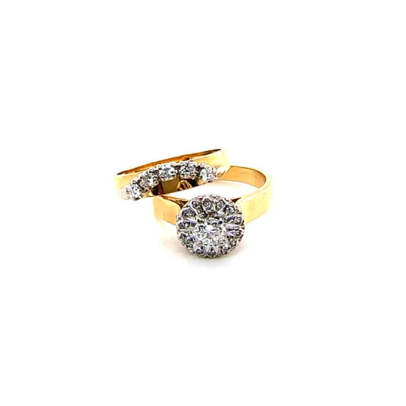 18ct yellow and white gold brilliant cut diamond ring set c.1940
