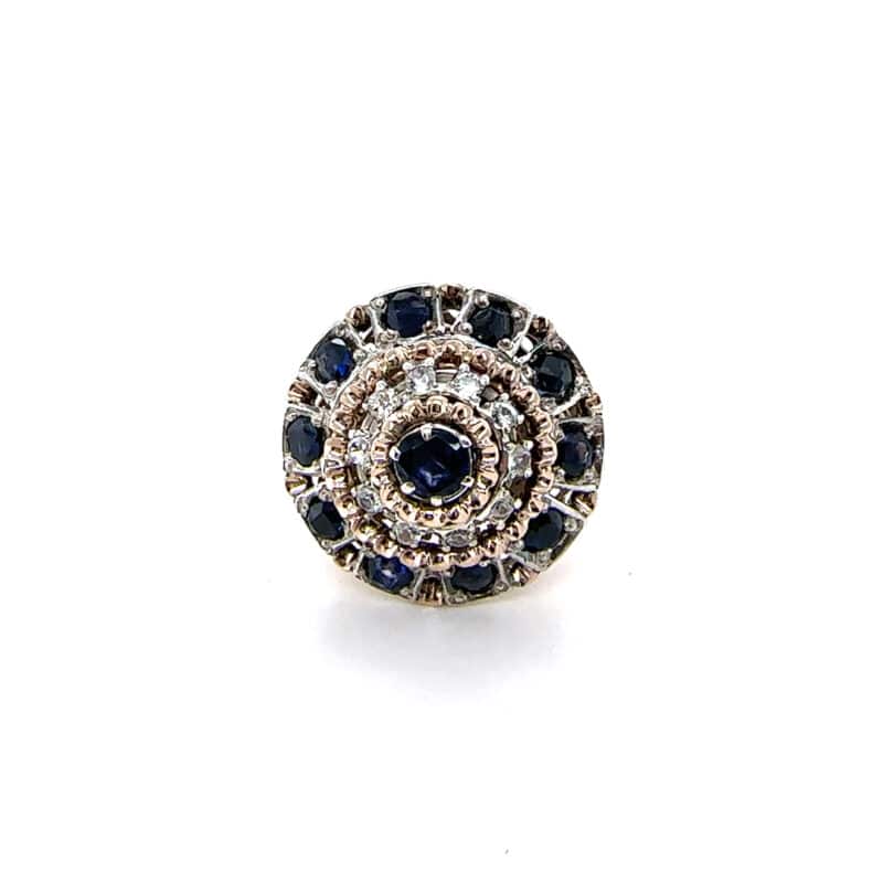 White and blue sapphire cocktail ring