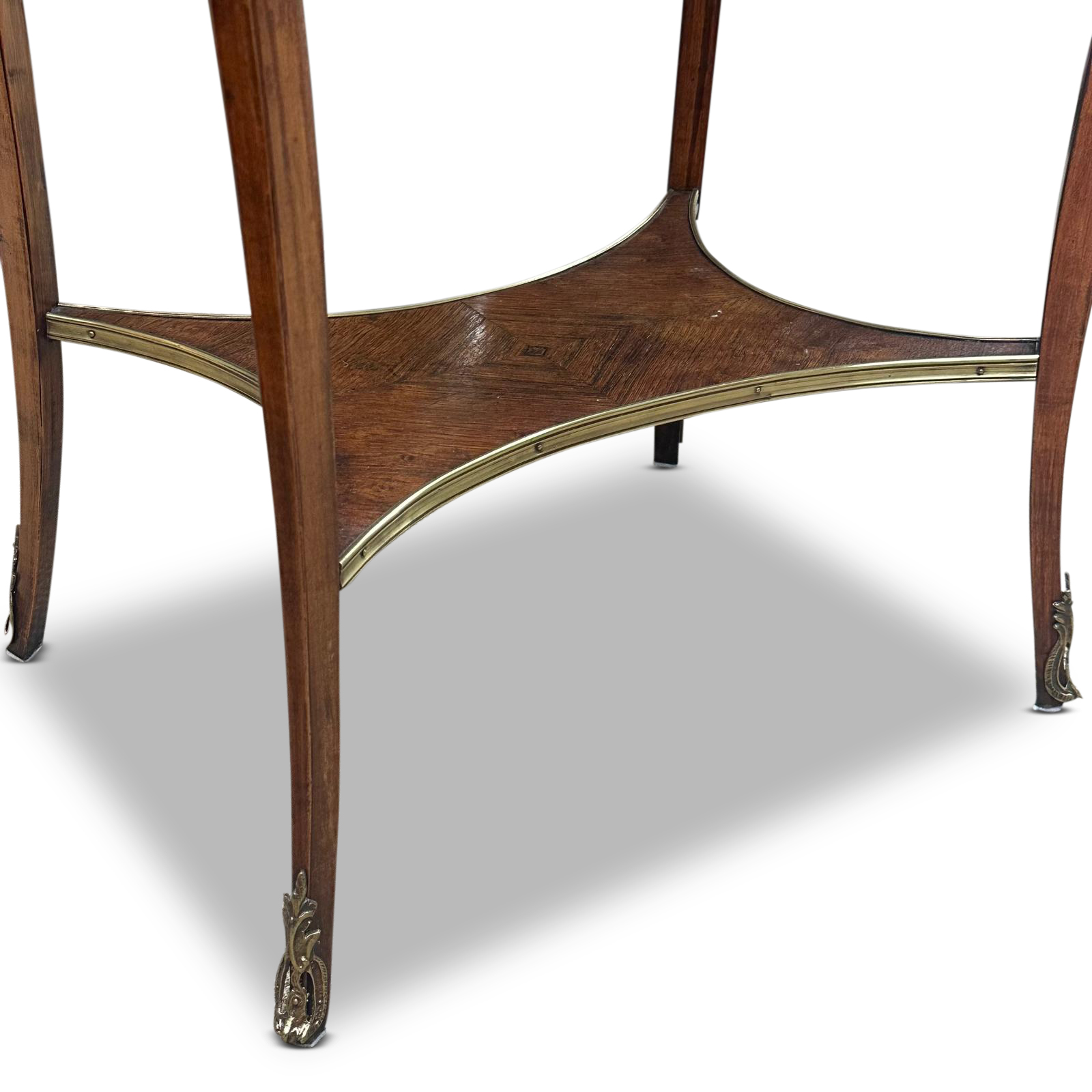 French beech and rosewood rouge marble occasional table with quartered veneer and ormolu mounts
