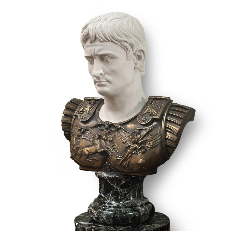 Late 20th century marble and bronze bust of Ceaser