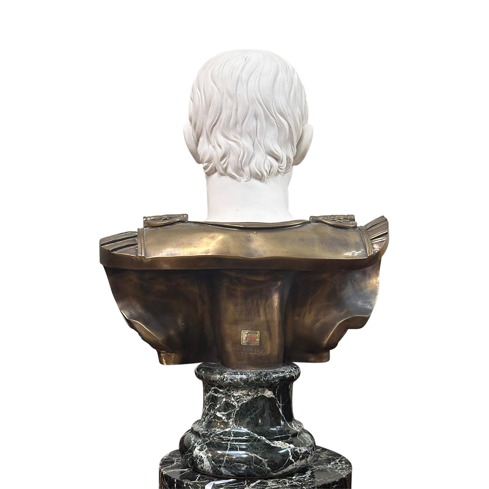 Late 20th century marble and bronze bust of Ceaser