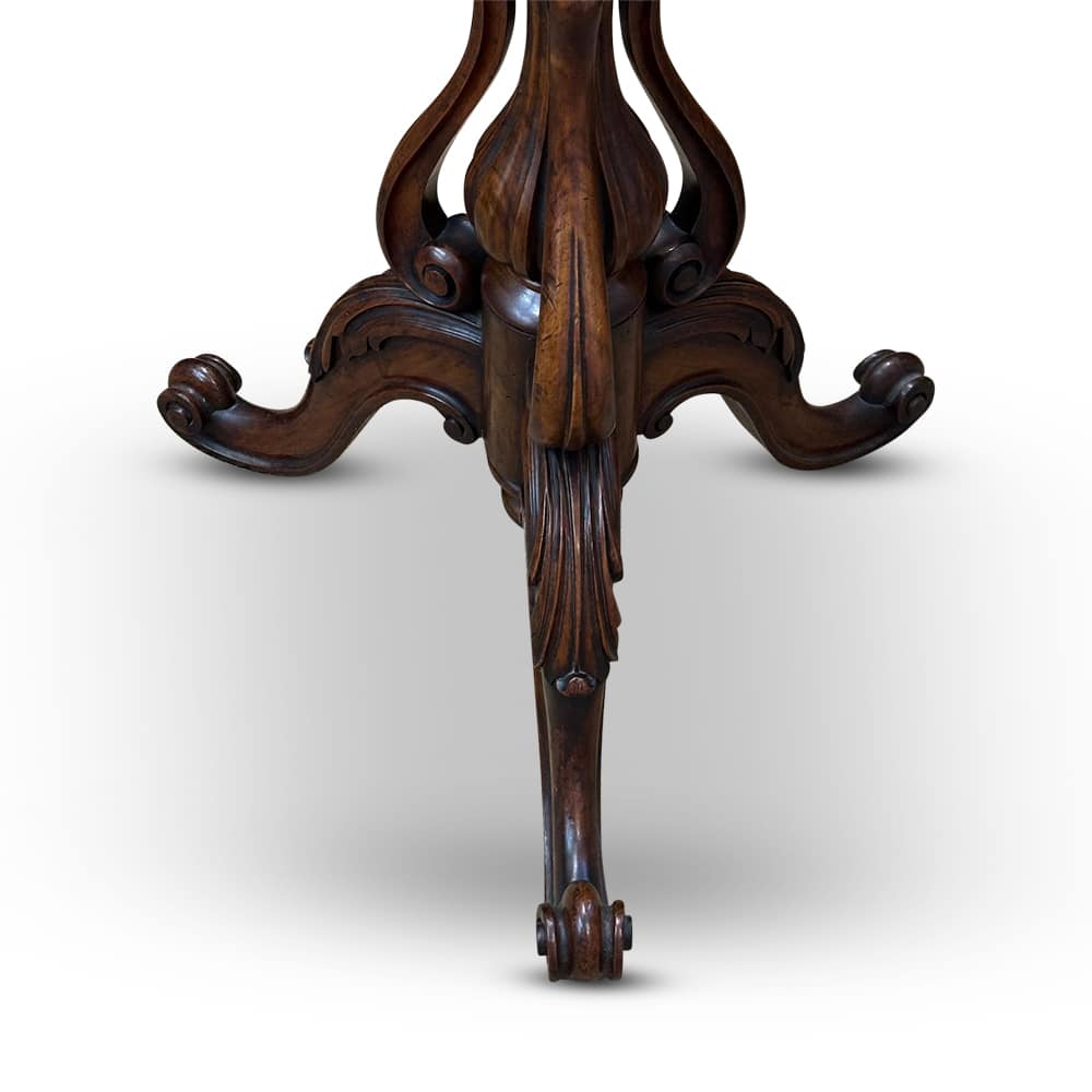 19th century English walnut tapestry fire screen on pedestal base c.1870