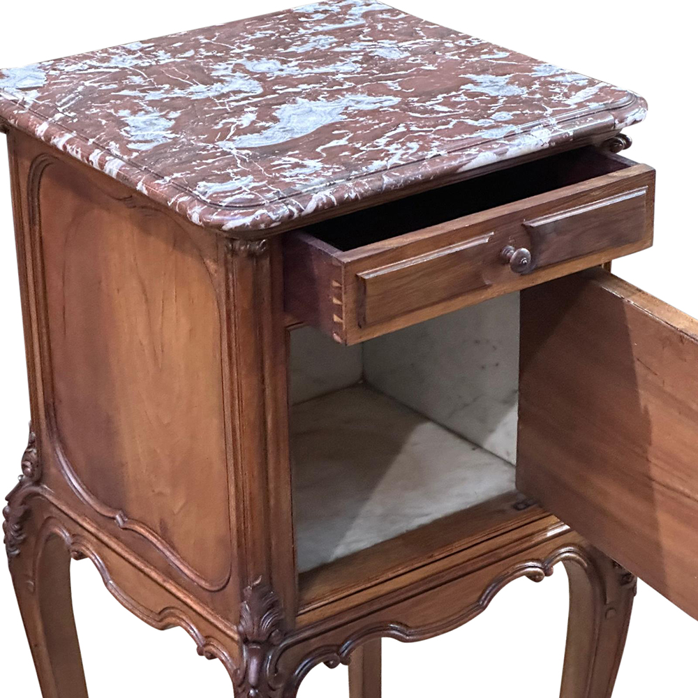 19th century French Louis XV style walnut bedside cupboard c.1880