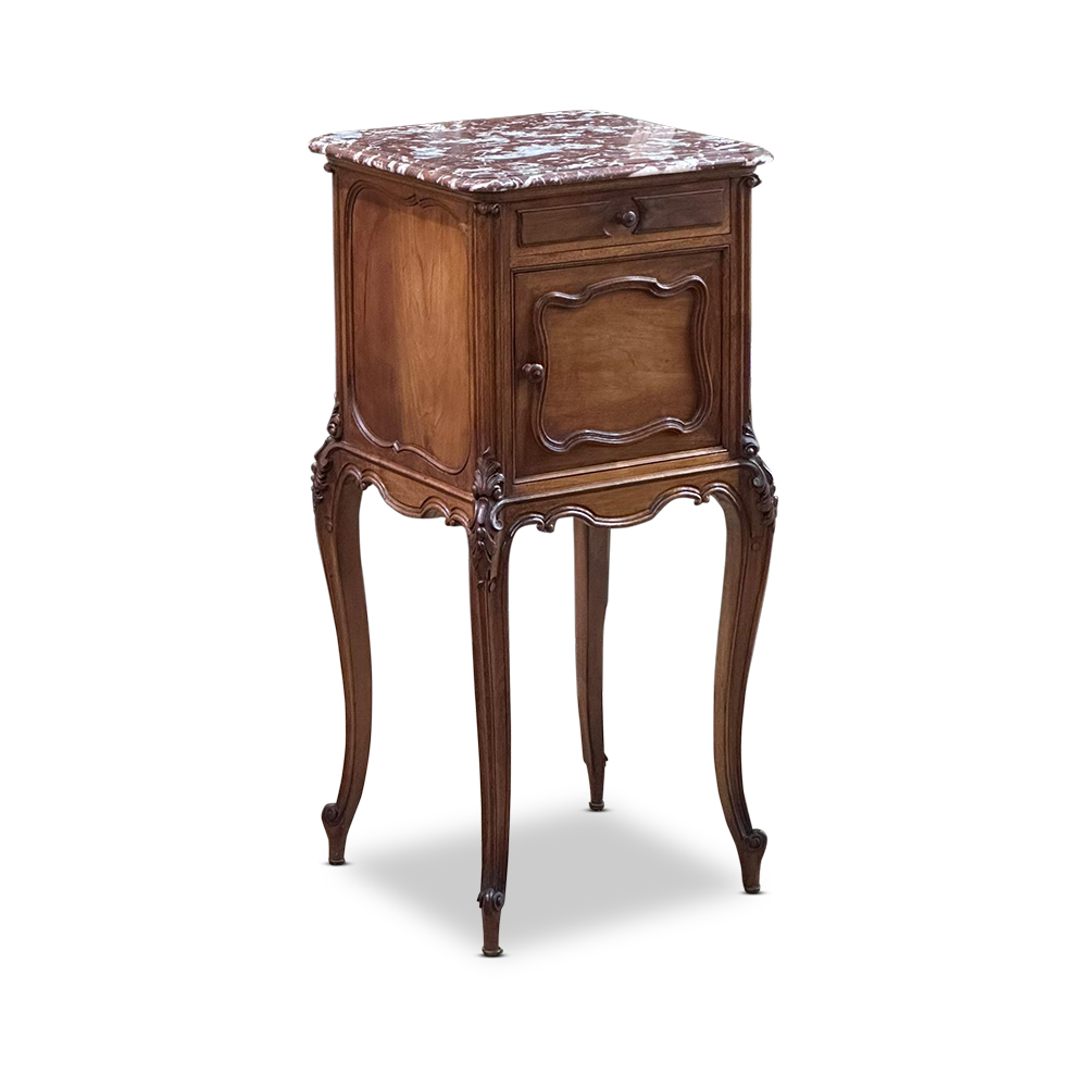 19th century French Louis XV style walnut bedside cupboard c.1880