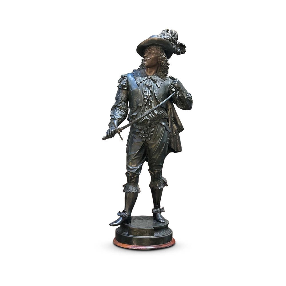 19th century bronzed cavalier figure of Don Juan c.1880