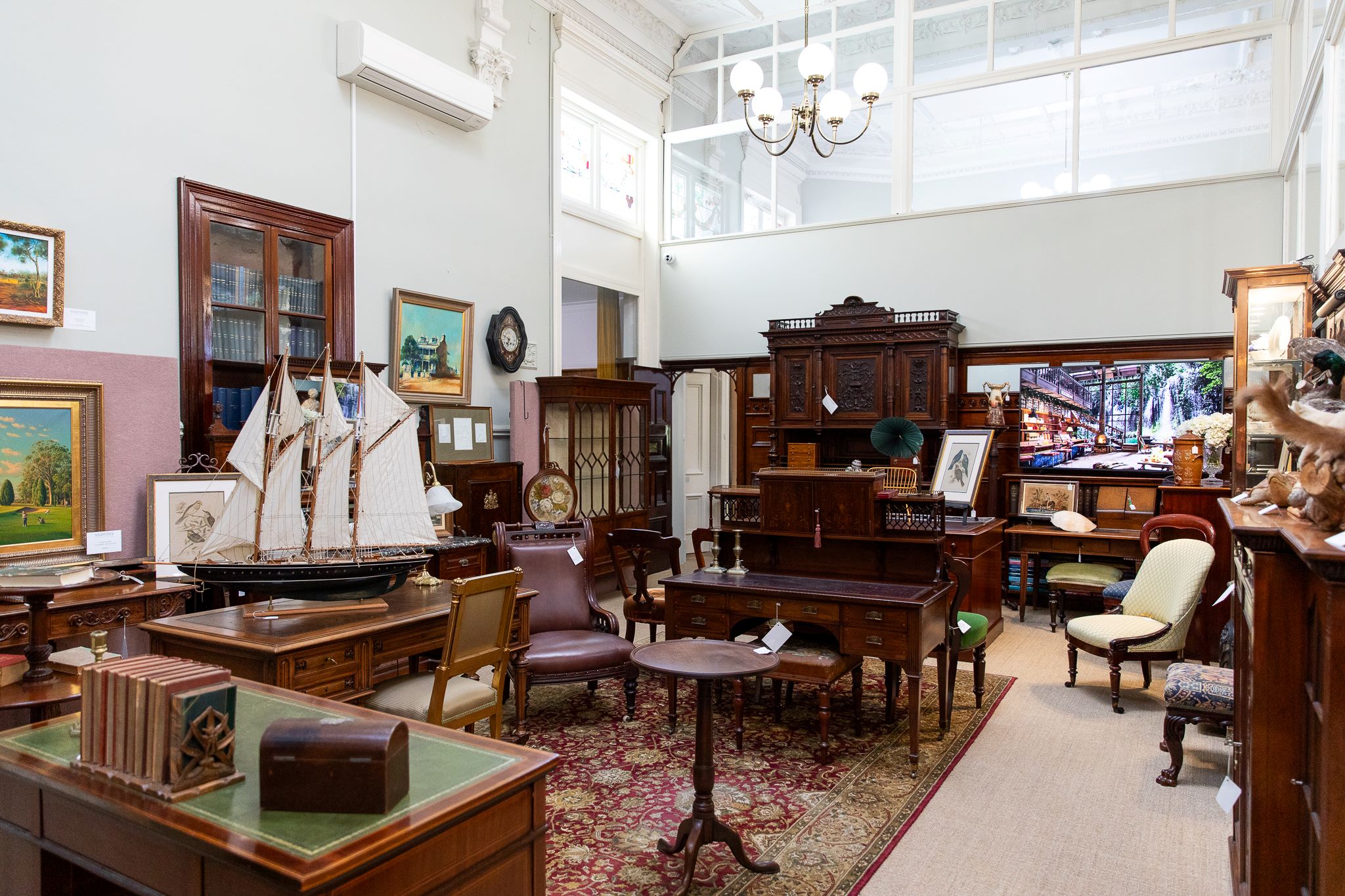 Various antiques in heritage building boardroom