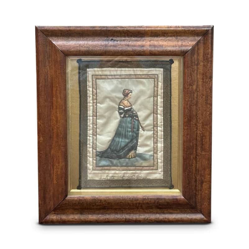 Birds eye maple framed embroidery c.1840