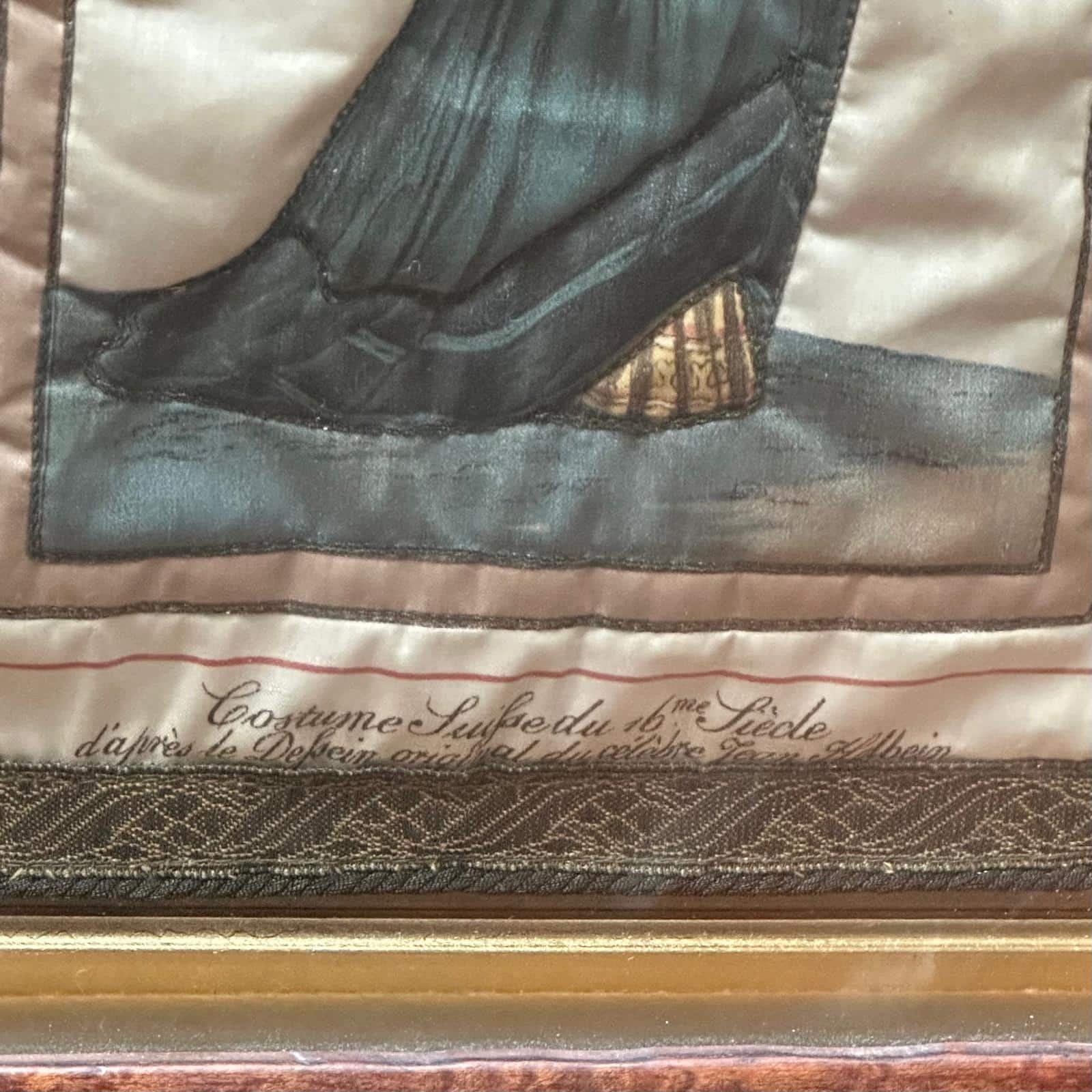 Birds eye maple framed embroidery c.1840