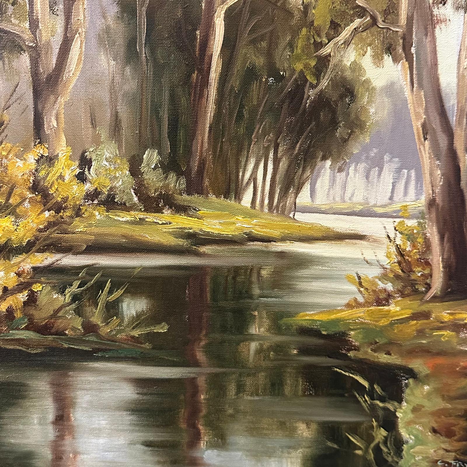 Charles Frydrych 1913-1990 River Gums and Stream oil painting