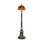 European marble and alabaster turned standard lamp with ornate rococo scrolls and sectional column c.1880