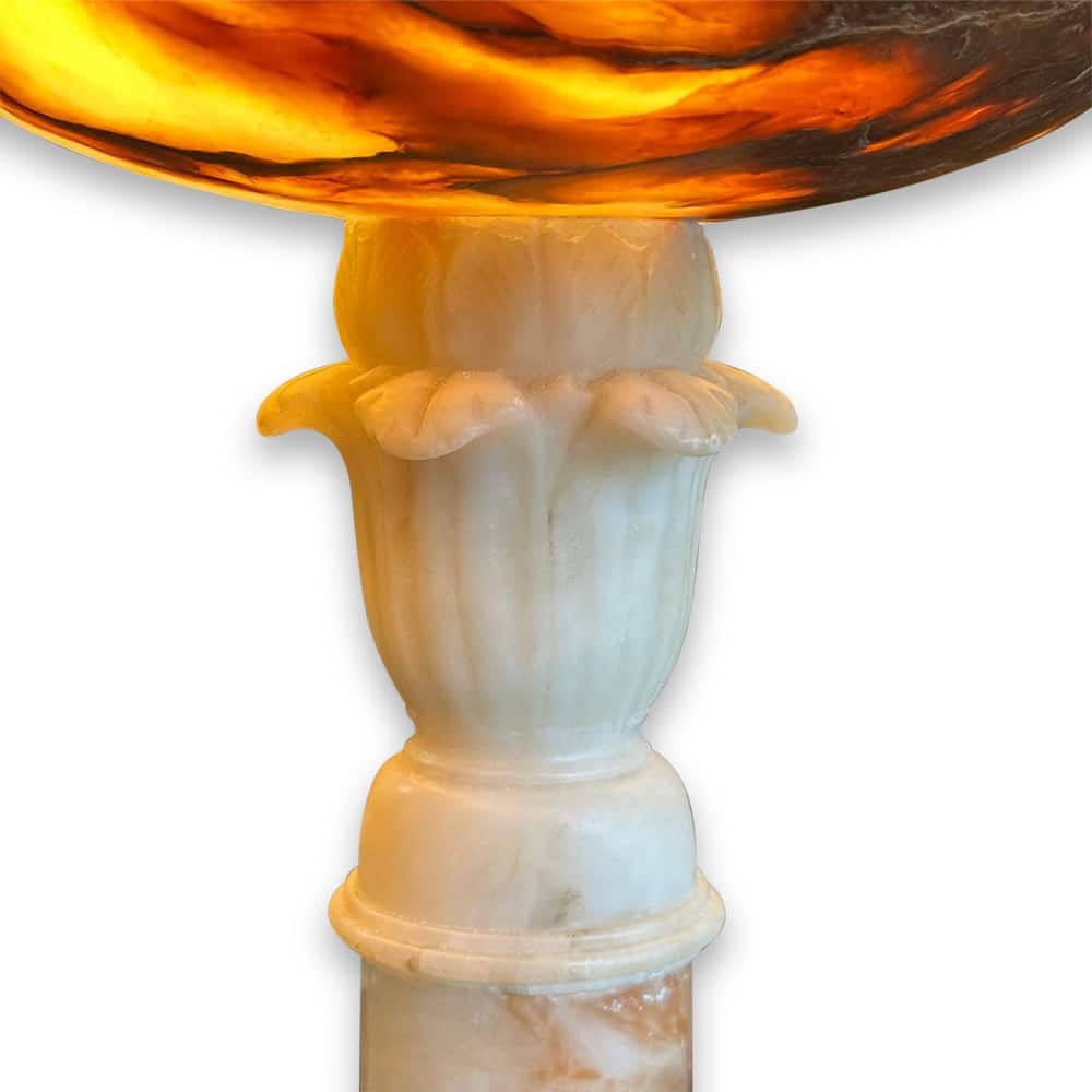 European marble and alabaster turned standard lamp with ornate rococo scrolls and sectional column c.1880