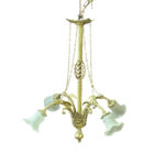 French brass 4 branch chandelier with twisted column c.1880