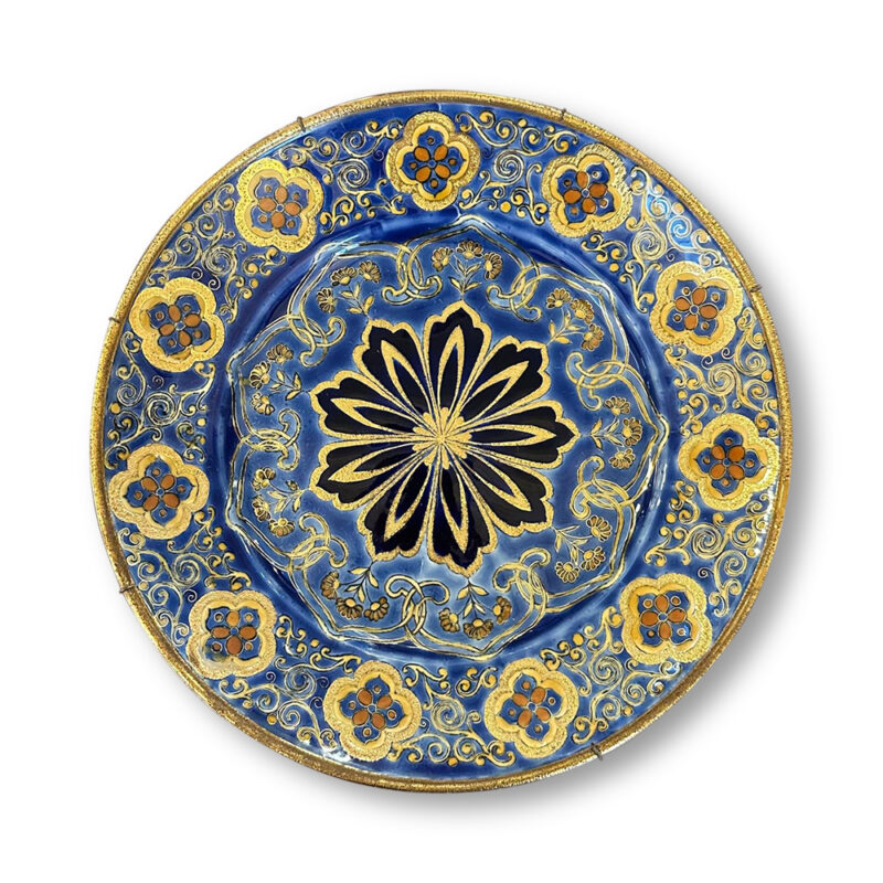 Impressive Hungarian Zsolnay blue and gilt plate c.1870