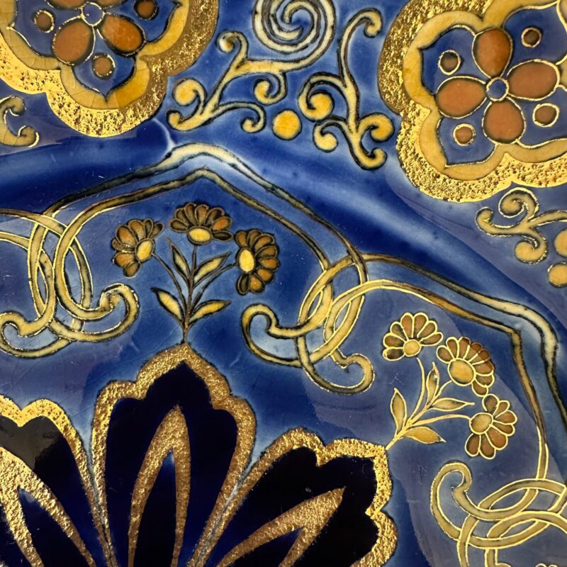 Impressive Hungarian Zsolnay blue and gilt plate c.1870