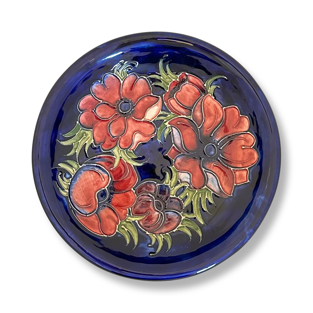 Moorcroft anemone pattern cobalt plate