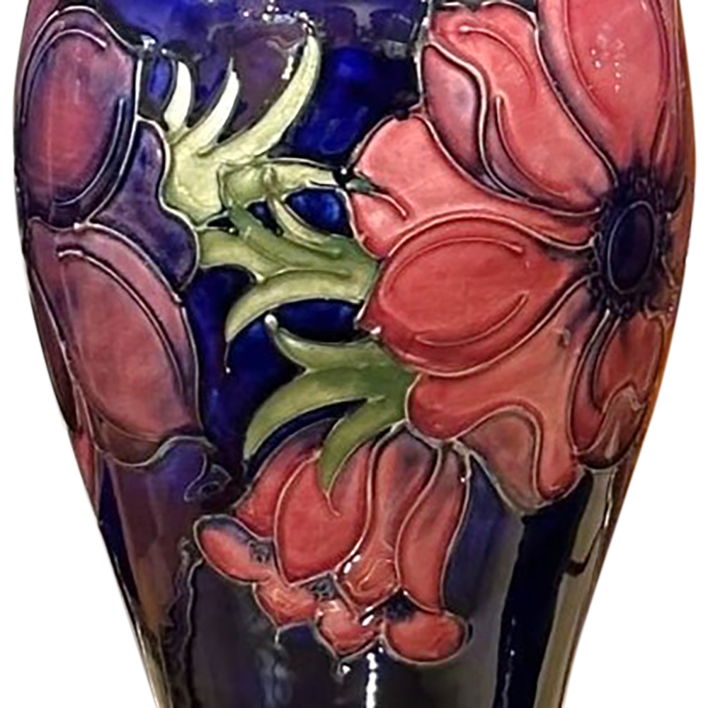 Pr Moorcroft lamps anemone pattern in cobalt