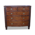 Regency mahogany 5 drawer bow fronted chest with half barley twist columns c.1835