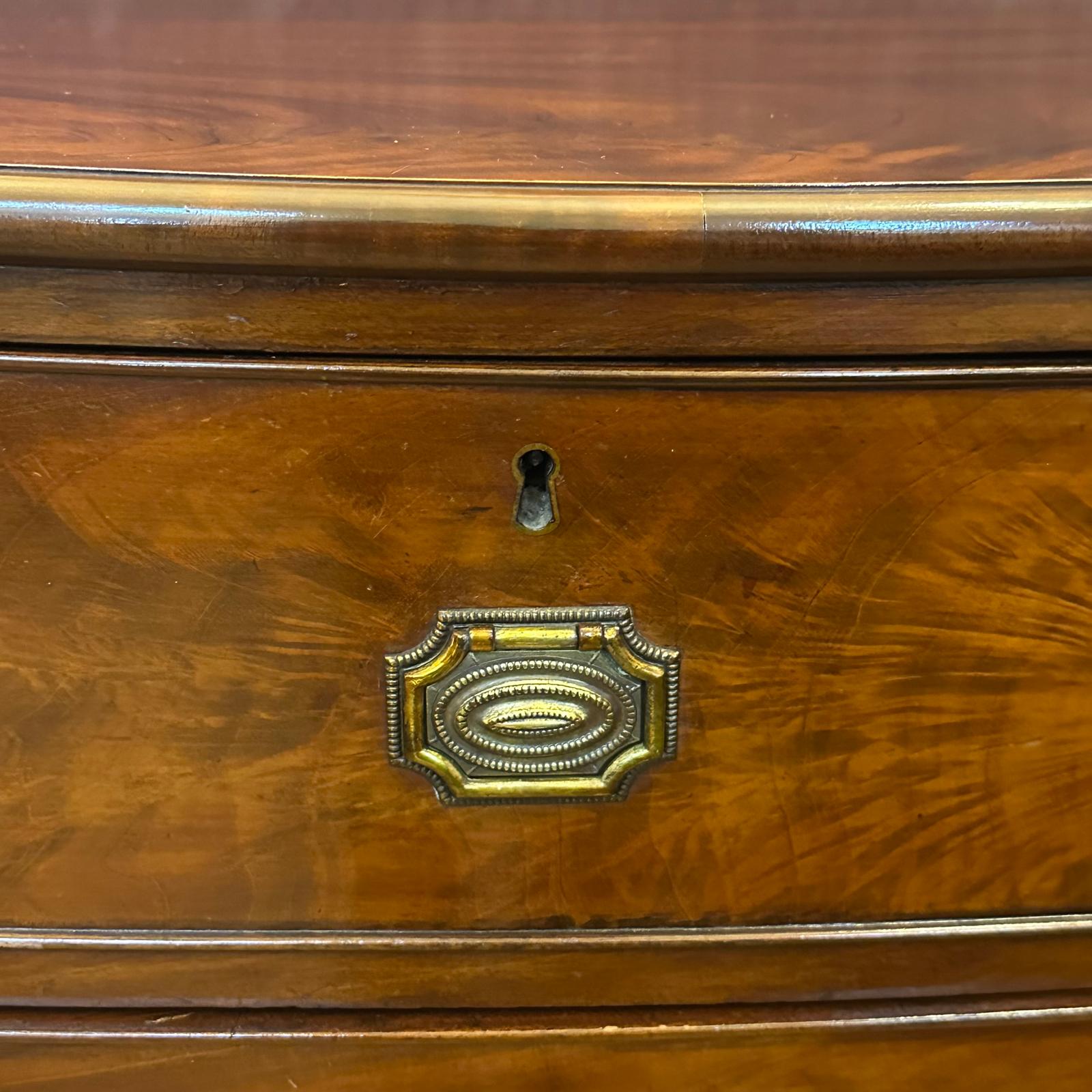 Regency mahogany 5 drawer bow fronted chest with half barley twist columns c.1835