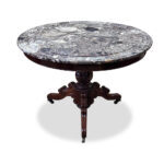 19th century French mahogany pedestal table with brecciated marble top c.1870