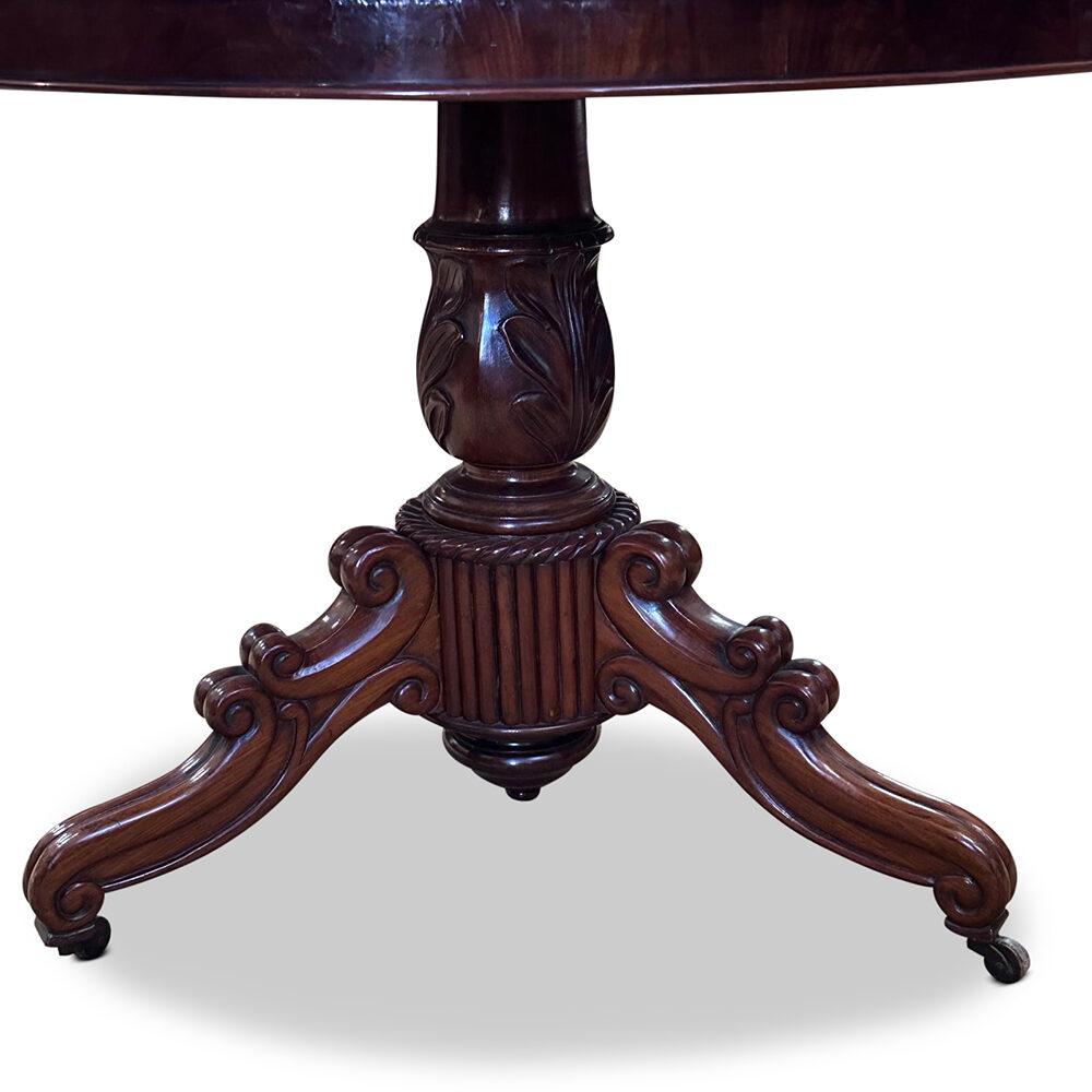 19th century French mahogany pedestal table with brecciated marble top c.1870