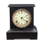 Edwardian Ansonia black steel mantle clock with 8 day movement c.1900
