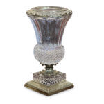 Edwardian cut crystal trumpet vase with ornate gilt bronze mounts