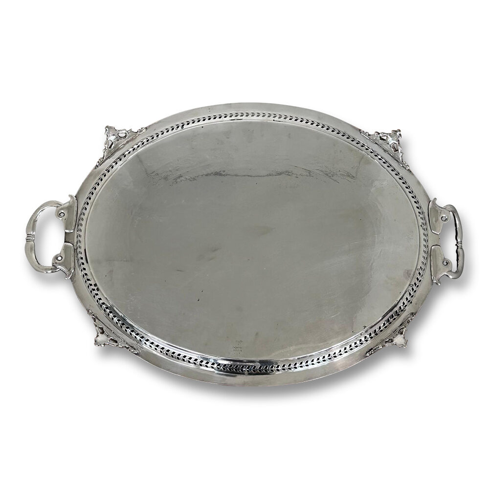 English oval silver plated serving tray