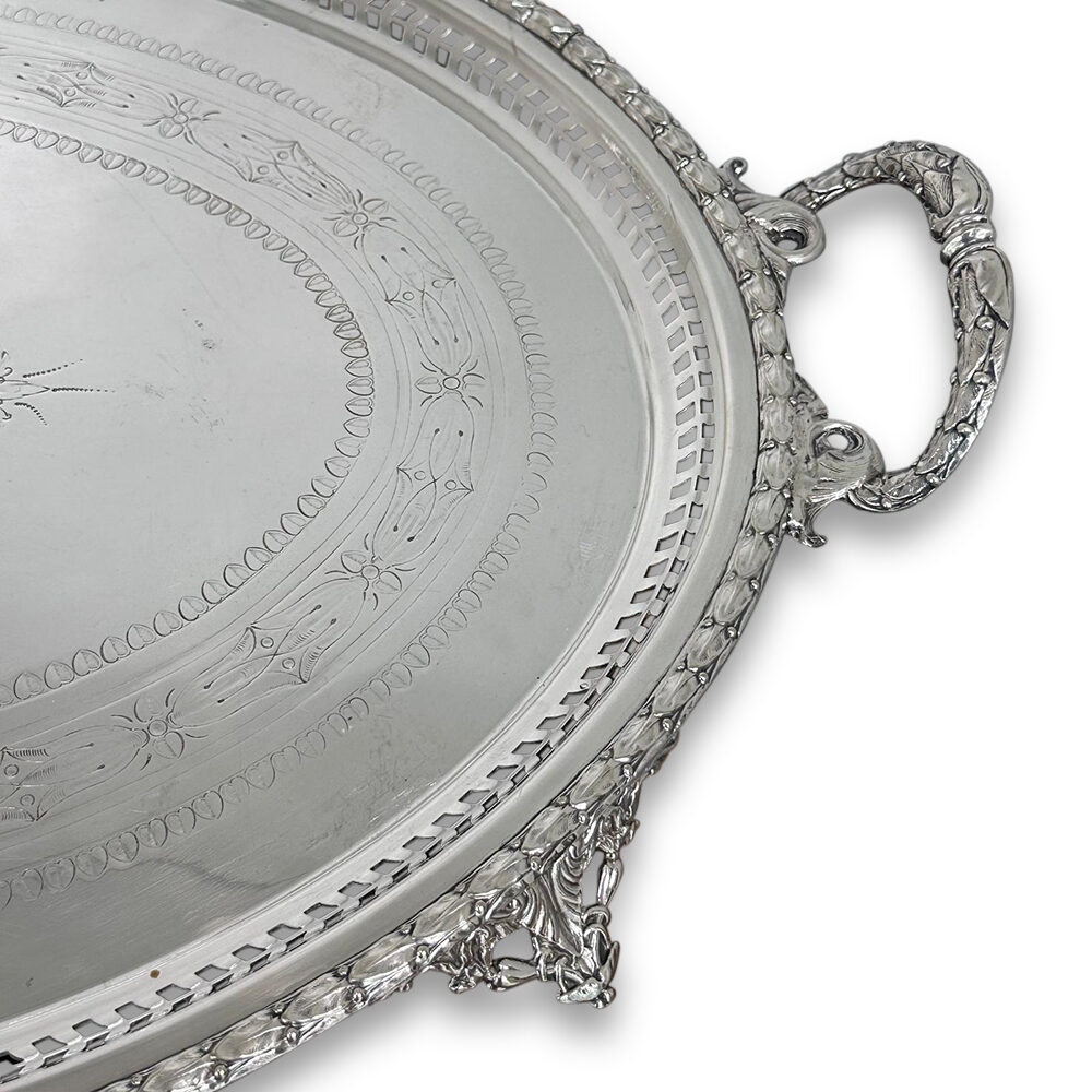 English oval silver plated serving tray