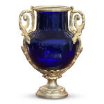 French 19th century bristol blue vase with decorative ormolu mounts c.1860
