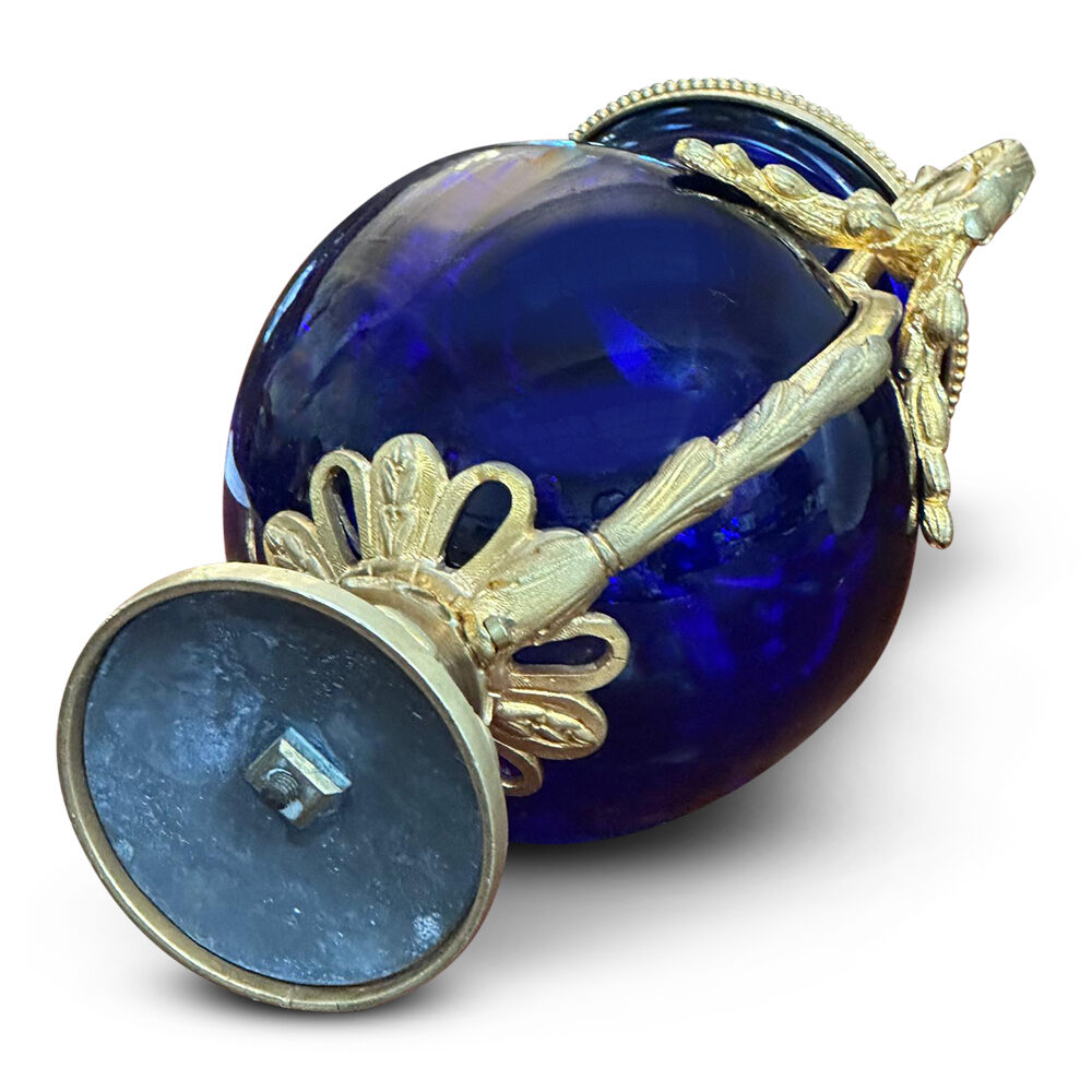 French 19th century bristol blue vase with decorative ormolu mounts c.1860
