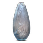 French Lalique blue crystal Coeur de fleur butterfly vase c.2000