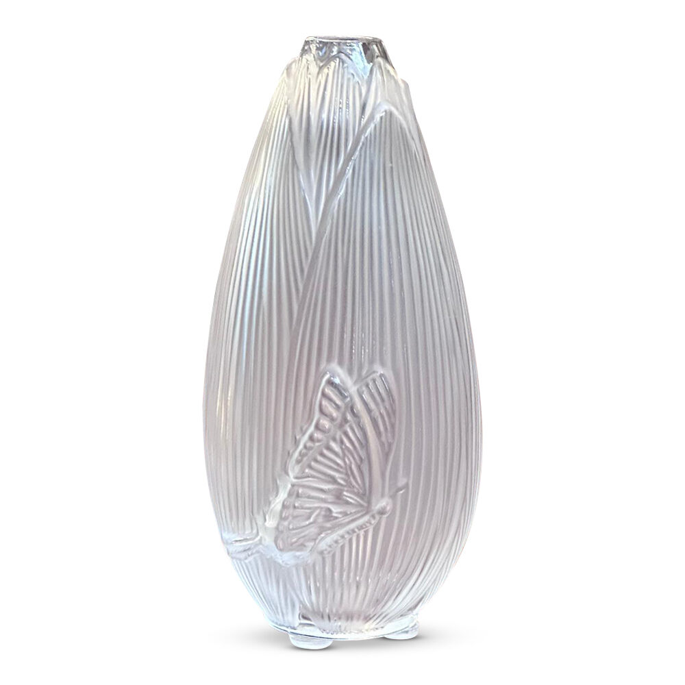 French Lalique crystal Coeur de fleur butterfly vase c.2000