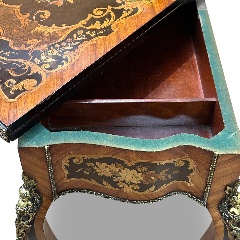 French Louis XV style marquetry card table with ormolu mounts c.1870