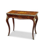 French Louis XV style walnut inlaid card table with ormolu mounts c.1870