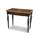 French Louis XVI style ebonised marquetry card table with ormolu mounts c.1870