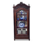 French rosewood single door vitrine with carved cartouche c.1870