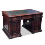French walnut pedestal desk with tooled leather top c.1870