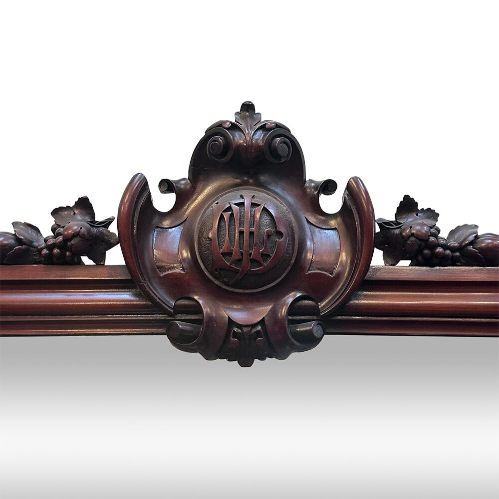 Grand English mahogany 4 door sideboard with ornate carvings and mirrored back c.1860