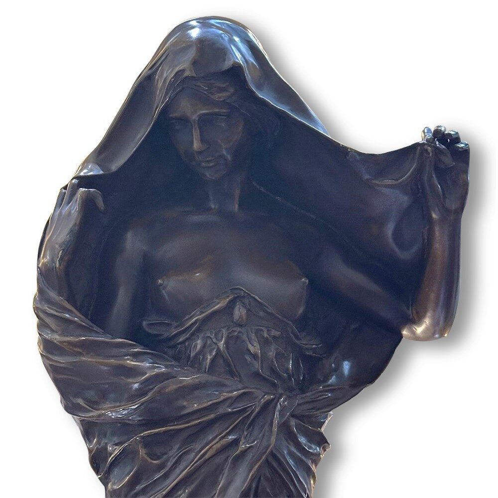 Grand bronze figure by Louis Barrias Nature Revelaing Herself to Science c.1900