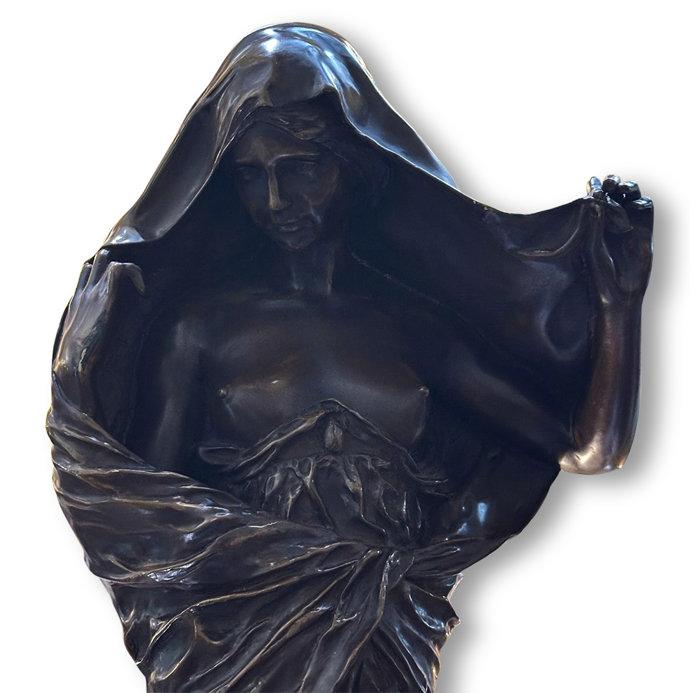 Grand bronze figure by Louis Barrias Nature Revelaing Herself to Science c.1900