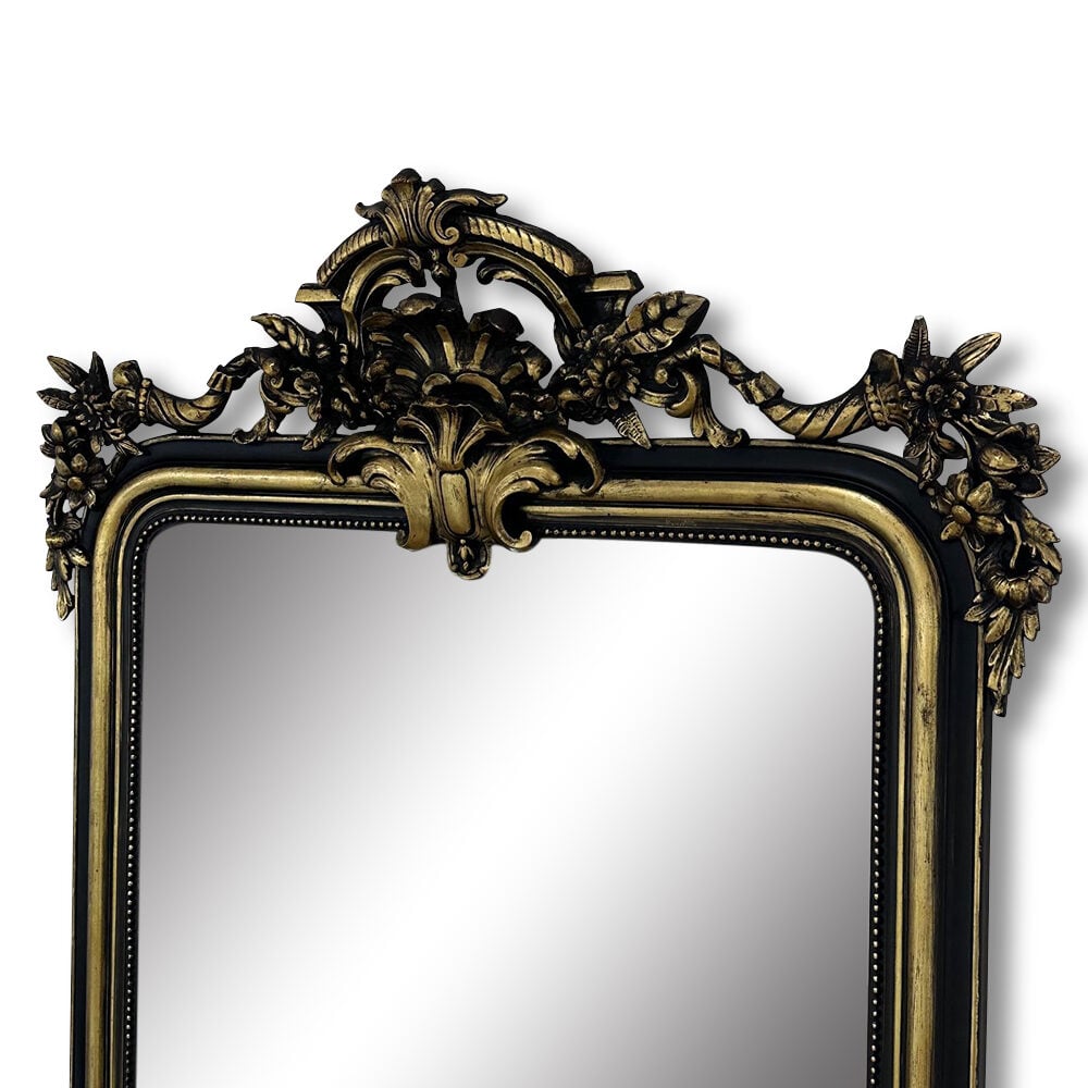 Late 19th century Louis XV style tall narrow aged gilt overmantle mirror c.1890 cartouche