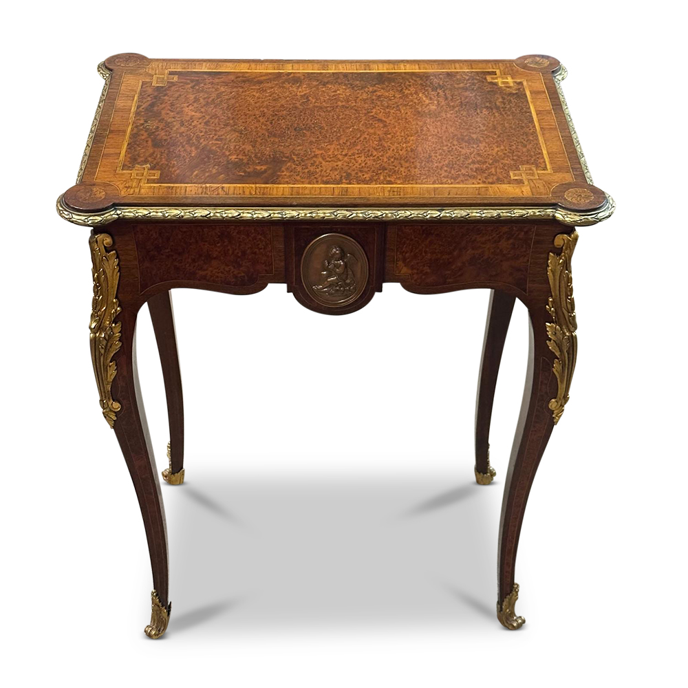 Louis XV style fitted jewellery table with ormolu mounts and fine inlays c.1870 front top