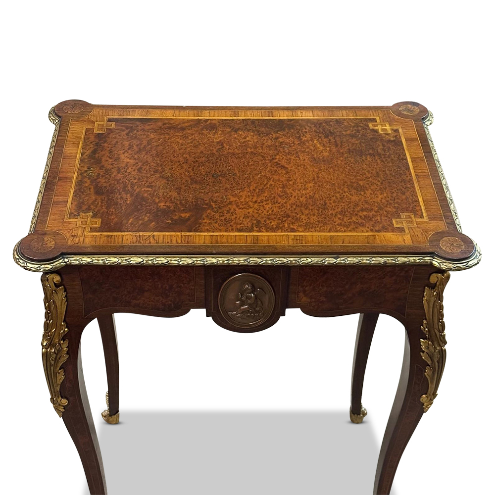 Louis XV style fitted jewellery table with ormolu mounts and fine inlays c.1870